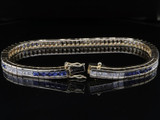 Australian Sapphire & 4.50ct Diamond Set 18k Gold Line Bracelet 18cm Val $23660