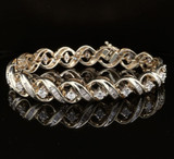 Impressive 4.04ct H Si Diamond Set 14K Gold Bracelet 18cm Val$17635