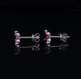 One Pair of 18ct White Gold 0.45ct Ruby Stud Earrings Val $2800