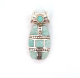 Decorative Sterling Silver & Pale Blue Stone Set Illusion Pendant 7.8g