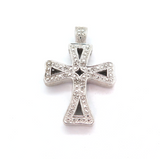 Vintage Karis Sterling Silver & Tiny Diamond Accent Cross Pendant 7.2g