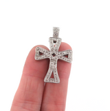 Vintage Karis Sterling Silver & Tiny Diamond Accent Cross Pendant 7.2g