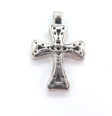 Vintage Karis Sterling Silver & Tiny Diamond Accent Cross Pendant 7.2g