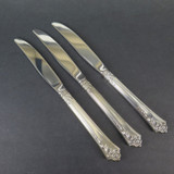 3 x Oneidea 'Damask Rose' 9" Stainless Steel Knives In Original Plastic Slips