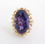 Large Amethyst Handmade 14ct Yellow Gold Ladies Dress Ring Size N 1/2 Valuation $3335