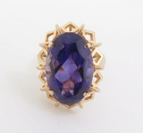 Large Amethyst Handmade 14ct Yellow Gold Ladies Dress Ring Size N 1/2 Valuation $3335