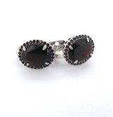 Stylish Sterling Silver & Faceted Deep Red Garnet Halo Earrings 5.1g