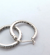 Stylish Sterling Silver & Cubic Zirconia Hoop Earrings 2.4g