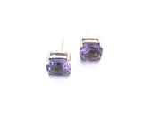 Classic Stylish Sterling Silver Faceted Round 9.5mm Amethyst Stud Earrings 3.9g
