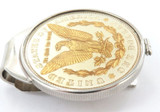 Very Nice .900 Silver 24K Gold Plated 1921 USA Morgan Dollar Money Clip.