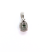 Petite Sterling Silver Rhinestone & Faceted Green Glass Pendant 1.4g