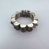 Vintage Mexican Sterling Silver & Turquoise Hinged Bracelet Pin Closure 52.4g