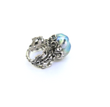 Naturalistic Sterling Silver & Iridescent Baroque Pearl Statement Ring Size L1/2