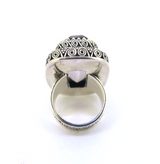 Ornate Balinese Style Sterling Silver & 28x16mm Amethyst Ring Size R 32.7g