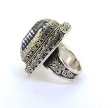 Ornate Balinese Style Sterling Silver & 28x16mm Amethyst Ring Size R 32.7g