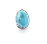 Handmade Sterling Silver & High Grade Oval Shaped Larimar Ring Size N 23.3g