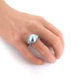 Sculptural Sterling Silver & Iridescent Silvery Tone Baroque Pearl Ring Size M