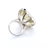Beautiful Sparkling Lemon Quartz Heart & Sterling Silver Ring Size L 21.2g