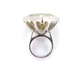 Beautiful Sparkling Lemon Quartz Heart & Sterling Silver Ring Size L 21.2g
