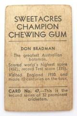 1930s Don Bradman Card No. 47 Sweetacres 32 Prominent Cricketers. Used Condition