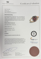 3.79ct Ruby & 0.73ct Diamond Halo 14K Rose Gold Ring Set Size R Val $15910