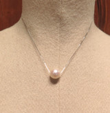Stylish Modern Sterling Silver Floating Pearl 12.6mm Necklace 40cm 3.6g
