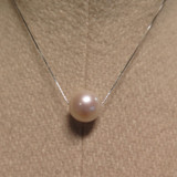 Stylish Modern Sterling Silver Floating Pearl 12.6mm Necklace 40cm 3.6g