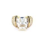 Stunning 14ct Yellow Gold & Sparking Cubic Zirconia Ring Size R1/2 7.7g