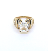Stunning 14ct Yellow Gold & Sparking Cubic Zirconia Ring Size R1/2 7.7g