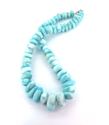 Quality High Grade Larimar & Sterling Silver Graduated Beaded Necklace 41cm 84.g