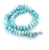 Quality High Grade Larimar & Sterling Silver Graduated Beaded Necklace 41cm 84.g