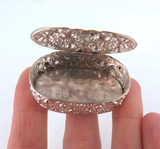 Delightful High Relief Silver-plate on Copper Storage / Pill Box Length 4.4cm