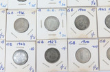 JOB LOT 15 x English One Shillings 1/- .925 & .500 Silver Various Dates, Grades