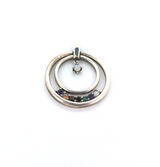 Vintage Sterling Silver Lenox Circles Pendant with Multi-gem Accents 5.2g
