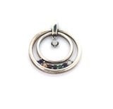 Vintage Sterling Silver Lenox Circles Pendant with Multi-gem Accents 5.2g