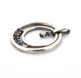 Vintage Sterling Silver Lenox Circles Pendant with Multi-gem Accents 5.2g