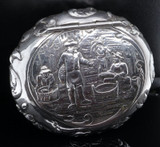 C.1900s Dutch Sterling Silver Snuff Fishing Secene Box 57.5g