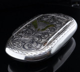 C.1927 English Sterling Silver Malachite Box - Joseph Cook & Sons 39.9g