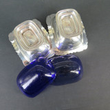 Pair of Vintage Silverplate & Cobalt Blue Glass Lined Cellars