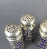 4 x Godinger Silver Art Co Silverplate & Cobalt Blue Glass Lined Salt / Pepper