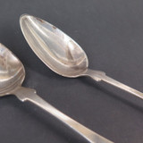 Pair of Antique Coin Silver Fiddle Pattern Table / Serving Spoons, EAR Monogram