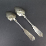 Pair of Antique Coin Silver Fiddle Pattern Table / Serving Spoons, EAR Monogram