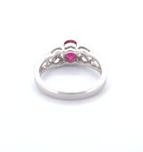 Sterling Silver Celtic Love Knot Ring with Bright Red Cubic Zirconia Size L 2.9g