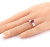 Sterling Silver Celtic Love Knot Ring with Bright Red Cubic Zirconia Size L 2.9g