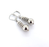 Vintage Sterling Silver Plated Ball & Spinner Dangly Earrings g