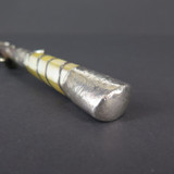 Antique English Made Carving Fork w Guard And Mother Of Pearl & Sterling Handle