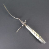 Antique English Made Carving Fork w Guard And Mother Of Pearl & Sterling Handle