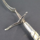Antique English Made Carving Fork w Guard And Mother Of Pearl & Sterling Handle