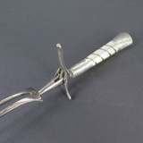 Antique English Made Carving Fork w Guard And Mother Of Pearl & Sterling Handle