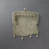 Small Antique .800 Continental Silver Chatelaine Chainmail Mesh Coin Purse 26.8g